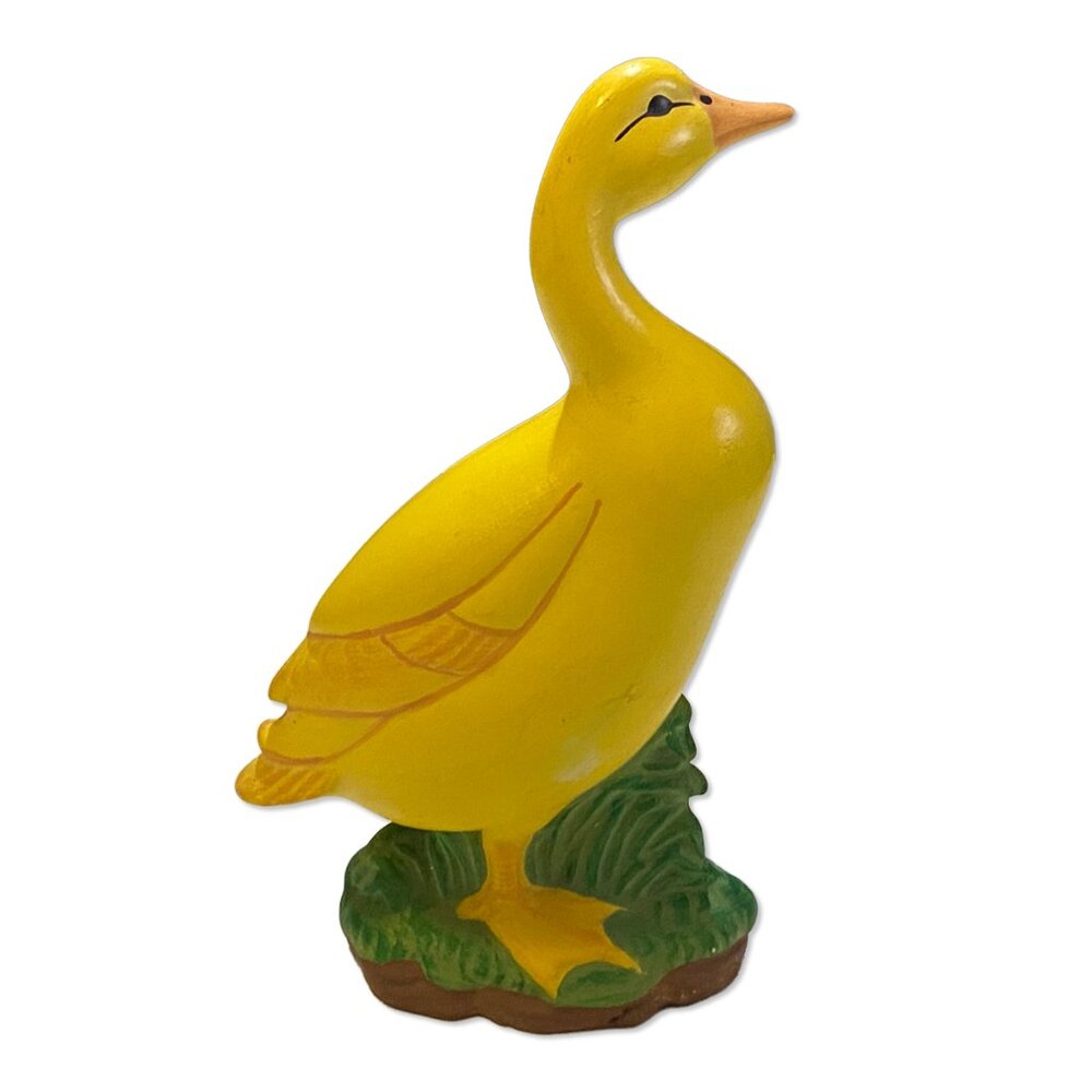 EUC Vintage 8.5" Yellow Duck Ceramic Figurine - Poured Ceramic Statue